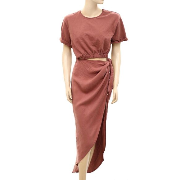 Free People Rae Maxi Dress Redwood Effortless Cutout Resort Beach S NEW 281716 - Picture 5 of 8